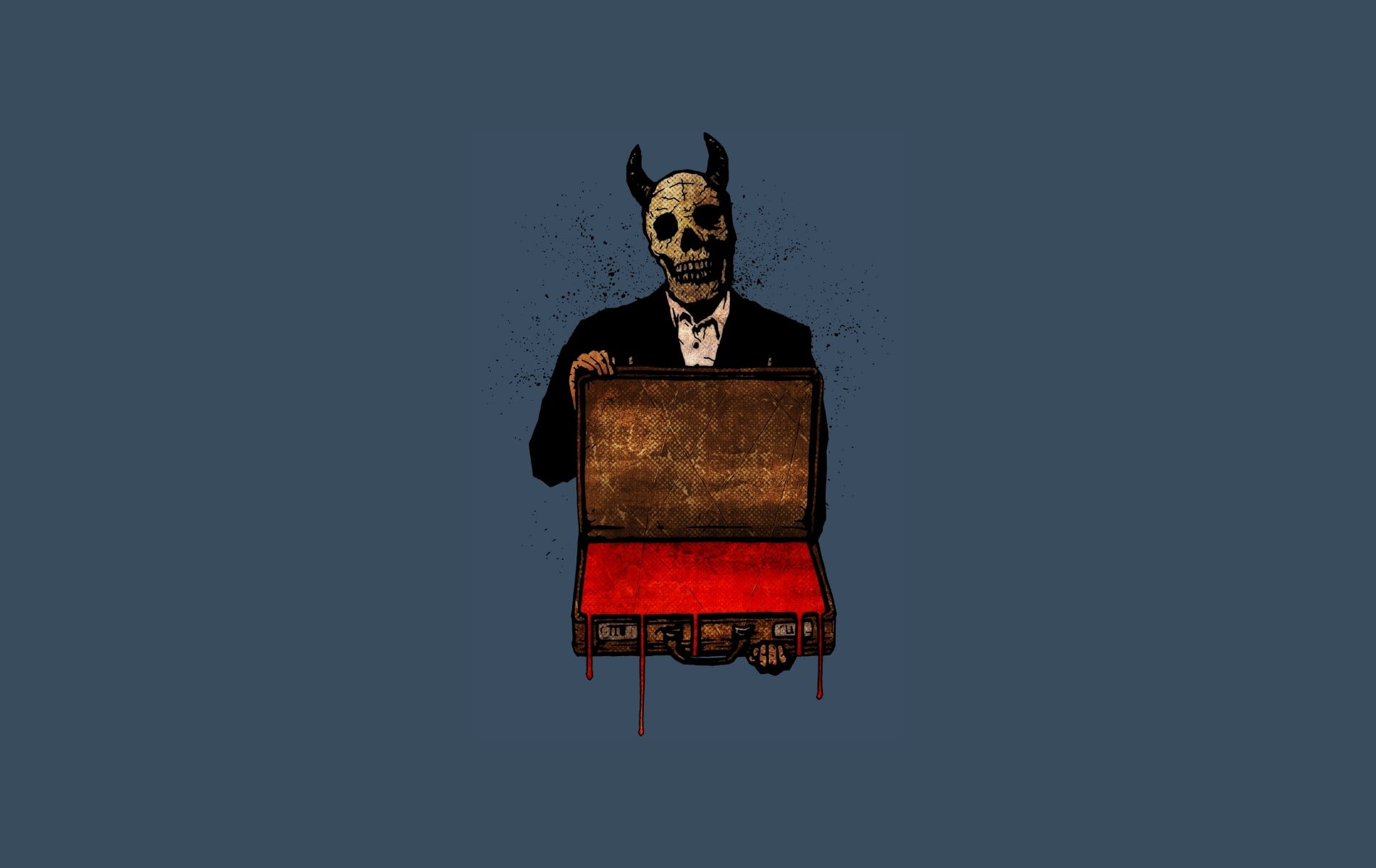 person holding briefcase illustration, artwork, minimalism, Devil