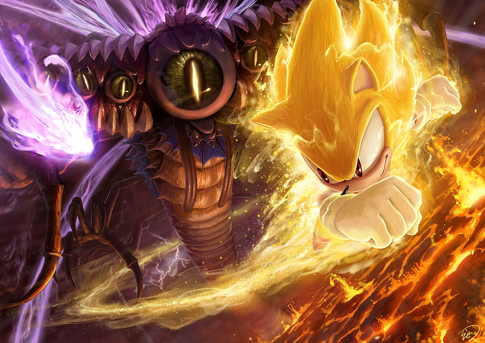 Super Sonic and cobra graphic wallpaper HD wallpaper