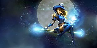 League of Legends Lux digital wallpaper, armor, heels, witch, Moon