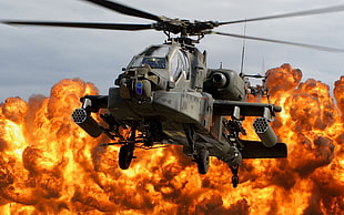 gray helicopter, military, helicopters, AH-64 Apache, vehicle