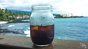 clear glass jar, coffee, Taking Design, Hawaii, beach HD wallpaper