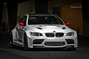 silver BMW coupe, BMW, car, white cars, vehicle