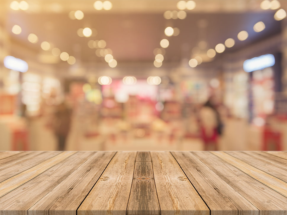 wood, lights, blur, bokeh HD wallpaper