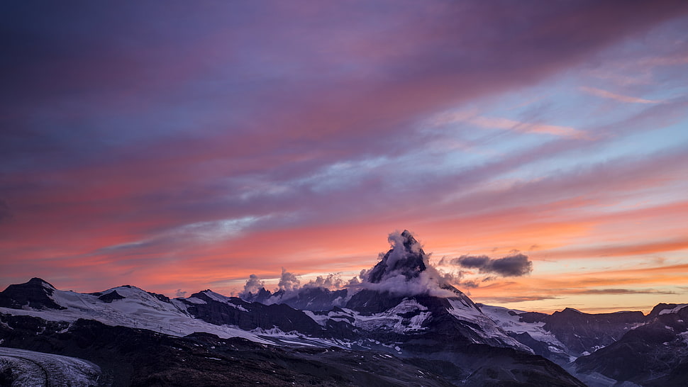 snow mountain during golden hour photo HD wallpaper