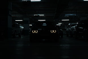 black car, BMW, E 39, car, lights