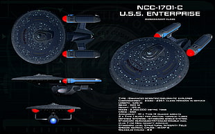 blue NCC-1701-C U.S.S. Enterprise, Star Trek, spaceship, USS Enterprise (spaceship)
