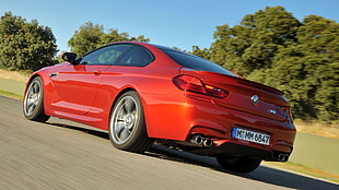 red coupe, BMW M6, coupe, red cars