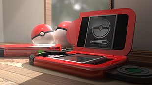 red Pokemon Go console, Pokémon, video games, red HD wallpaper