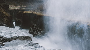 top view of body of water, landscape, Iceland, gullfoss