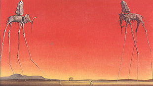 two long legged elephants painting, surreal, Salvador Dalí HD wallpaper