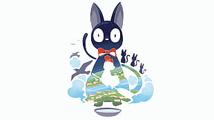 blue cat illustration, Kiki's Delivery Service