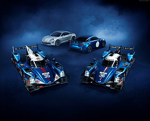 blue and black sports car HD wallpaper