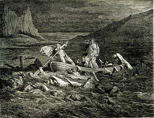 man on canoe painting, The Divine Comedy, Dante's Inferno, Dante Alighieri, Gustave Doré