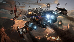 gray space ship illustration, video games, Starcraft II