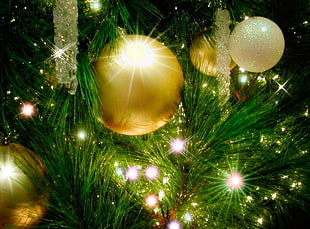 gold Christmas bauble HD wallpaper