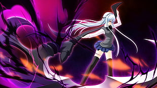 female Anime character illustration holding black scythe