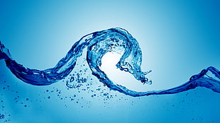 splash of water digital wallpaper, digital art, water, liquid, blue background