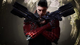 man holding two guns 3D wallpaper