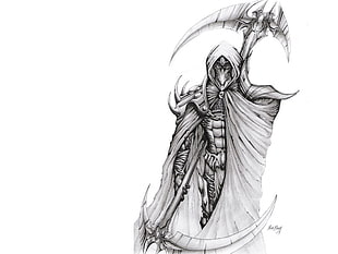 person holding scythe wearing hood character illustration, StarCraft, dark templar, Protoss