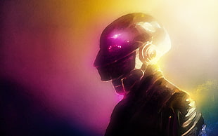 person in black helmet and jacket poster, Daft Punk