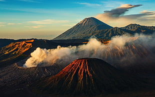 several volcano digital wallpaper, volcano, landscape, nature, Mount Bromo HD wallpaper