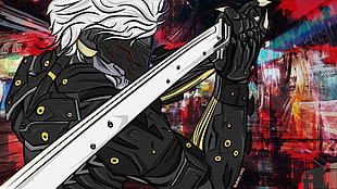 person holding sword anime illustration, Raiden