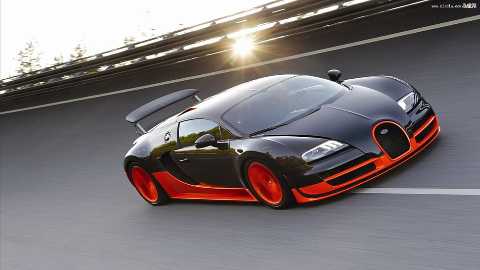red and black coupe die-cast model, car, Bugatti Veyron, vehicle HD wallpaper