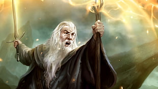 Gandalf from Lord of The Ring painting HD wallpaper