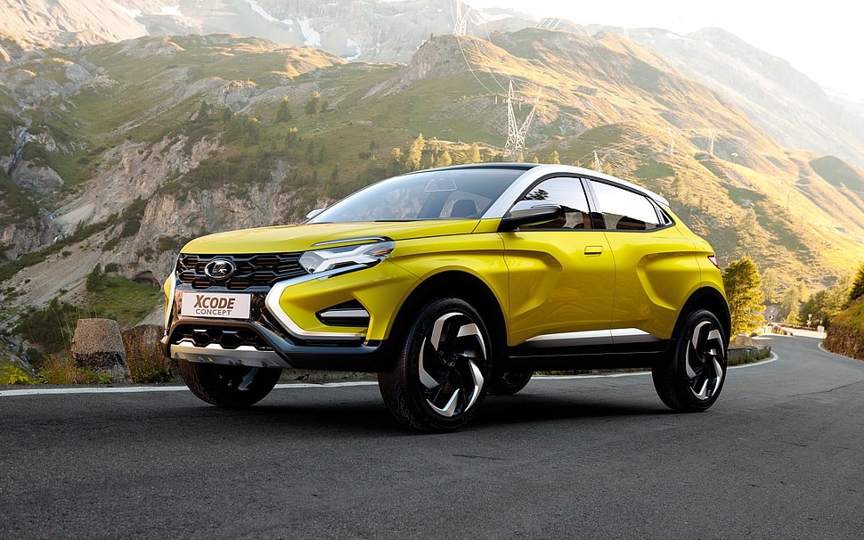 yellow xcode crossover SUV HD wallpaper