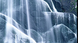 blue waterfalls, waterfall, water, nature HD wallpaper