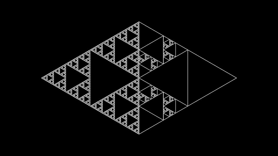 black and white chevron print textile, mathematics, science, triangle, sierpinski triangle HD wallpaper
