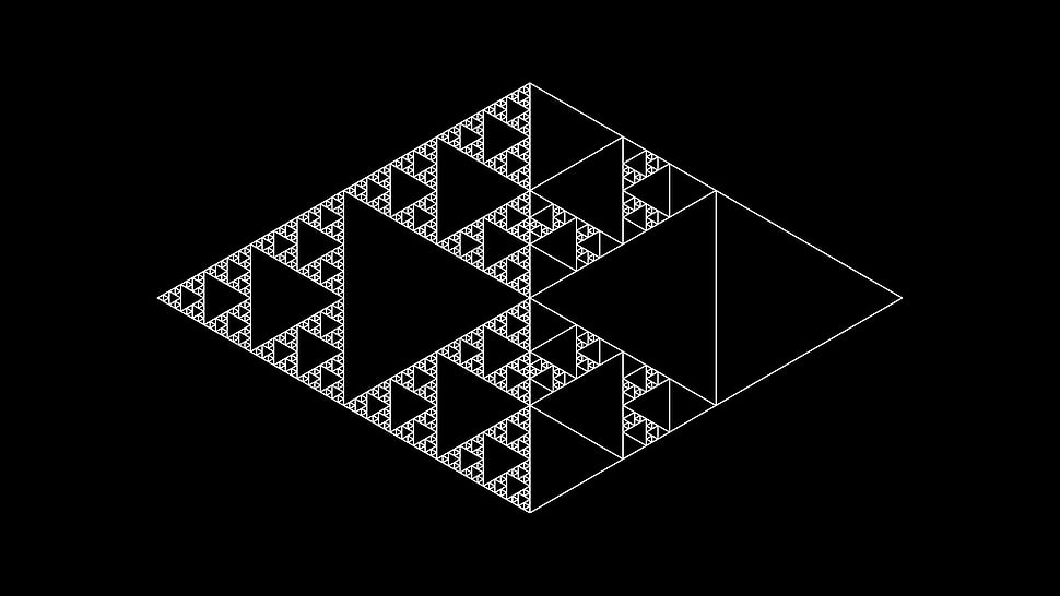 black and white chevron print textile, mathematics, science, triangle, sierpinski triangle HD wallpaper