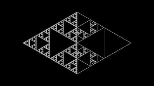 black and white chevron print textile, mathematics, science, triangle, sierpinski triangle HD wallpaper