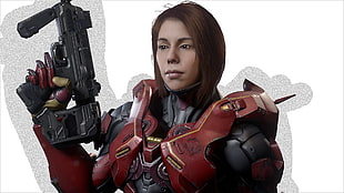 female game character in red battle suit, Halo 5, Halo, Halo 5: Guardians, Spartan Vale