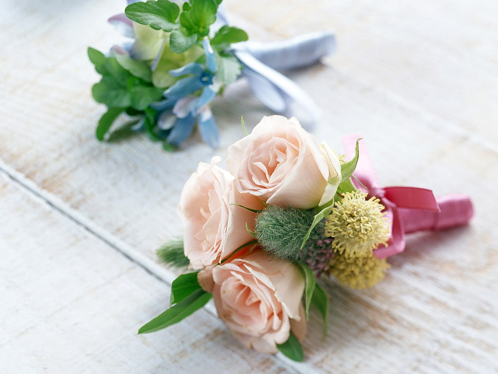 three pink rose bouquets HD wallpaper