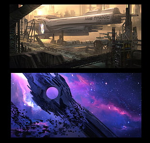 gray space ship illustration HD wallpaper