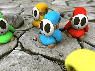 assorted ghost mini figures, Super Mario, render, video games, 3D