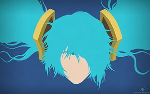 faceless person with teal hair digital wallpaper, League of Legends, Sona (League of Legends)