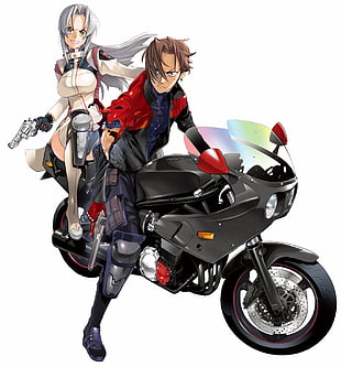 brown haired man riding on motorcycle illustration, Triage X, nurse outfit, motorcycle