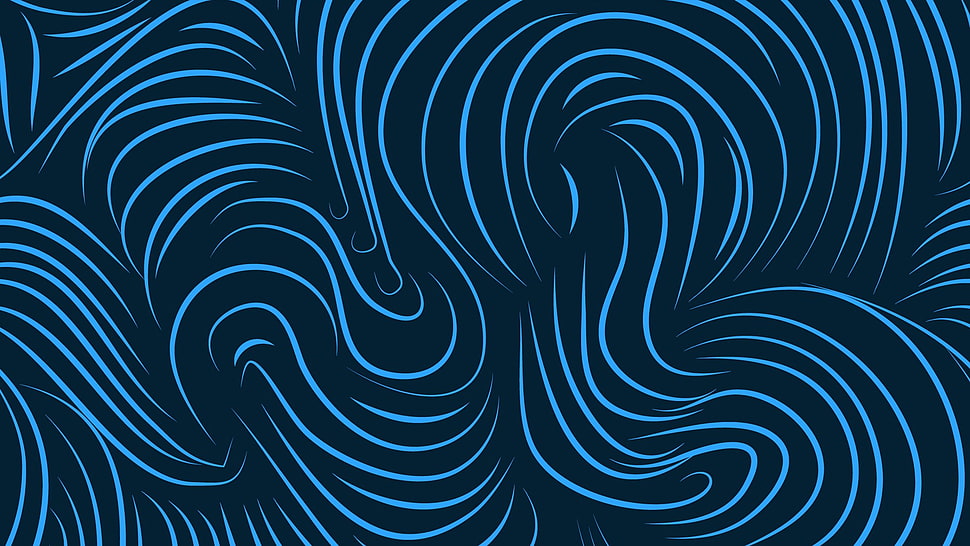 blue and black abstract painting, abstract, lines, blue, wavy lines HD wallpaper