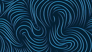 blue and black abstract painting, abstract, lines, blue, wavy lines
