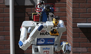 white, blue and red Hubo Team Kaist robot portrait