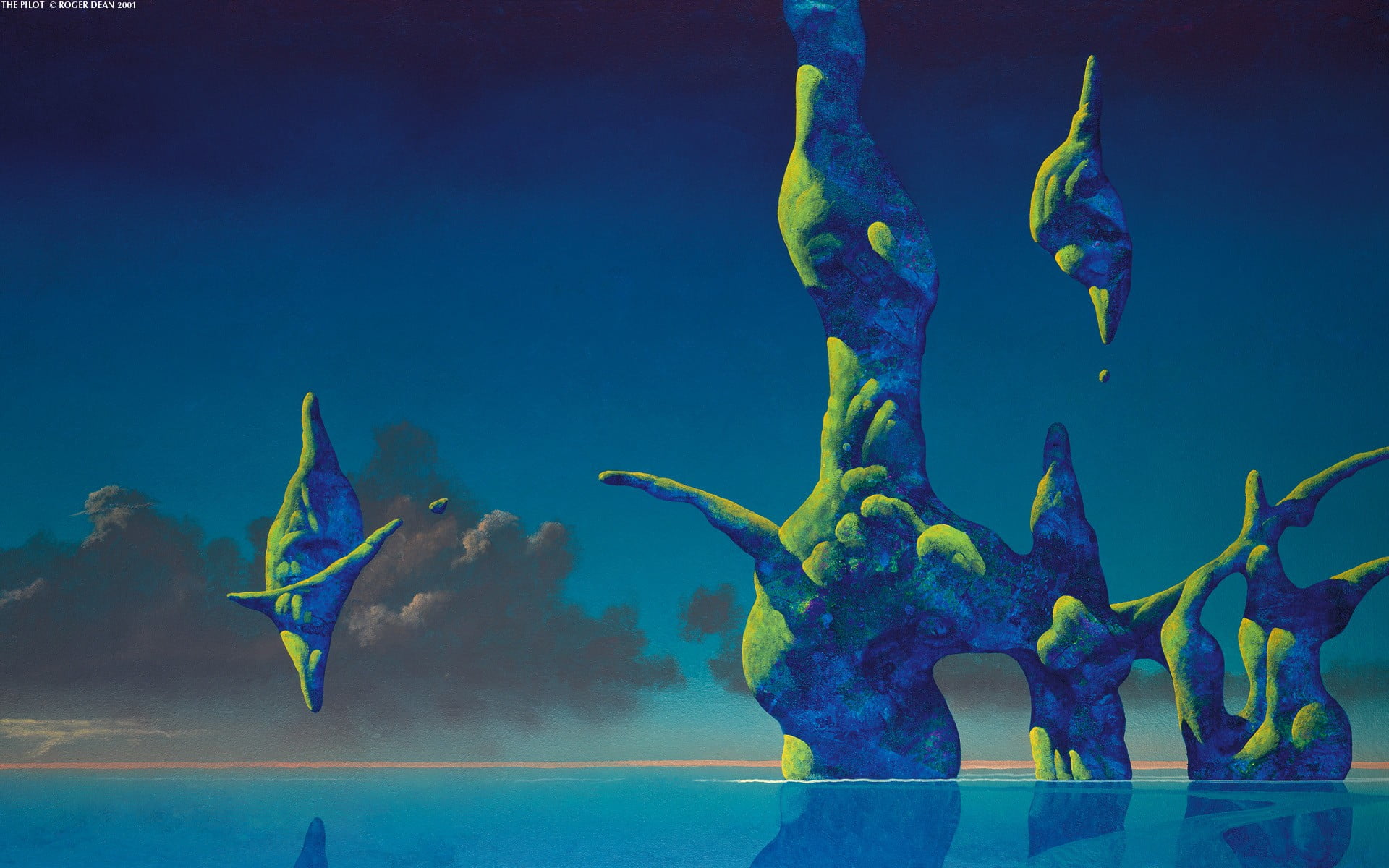 floating islands, abstract, artwork, Roger Dean