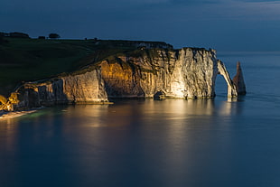seashore cliff at night