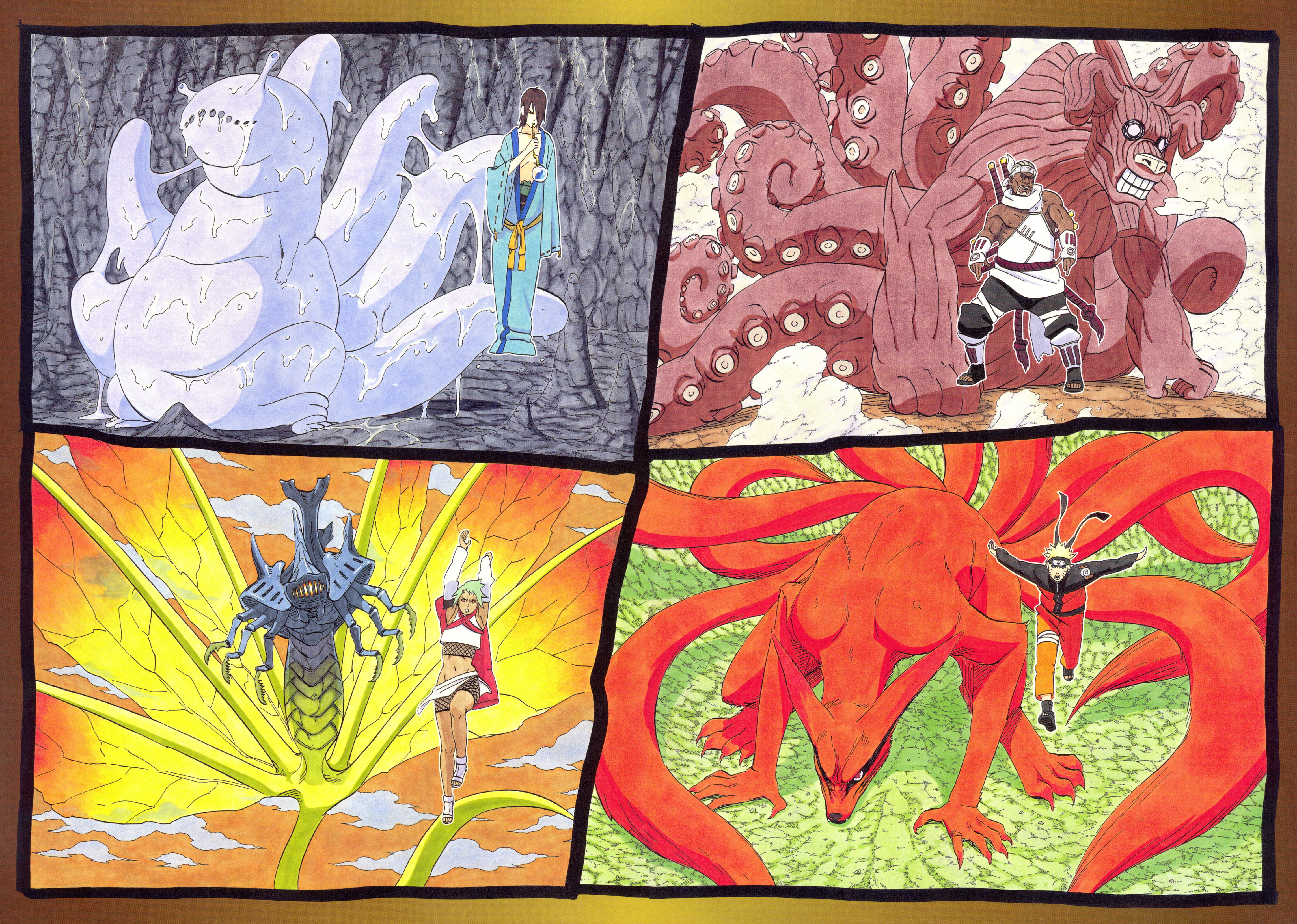 four animal paintings, Naruto Shippuuden, Uzumaki Naruto, Masashi Kishimoto, Jinchuuriki