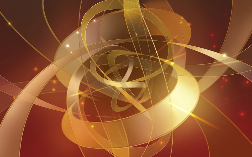 gold-colored and red infinity 3D artwork HD wallpaper