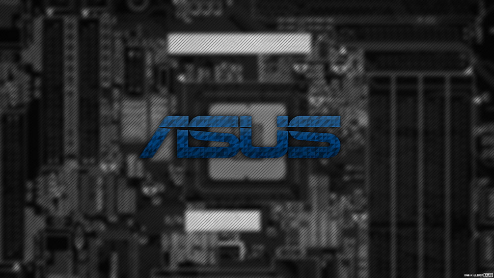 black Asus computer motherboard with text overlay, Trixel, ASUS HD wallpaper