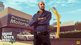Grand Theft Auto 5 case, Grand Theft Auto V, Rockstar Games, video game characters HD wallpaper