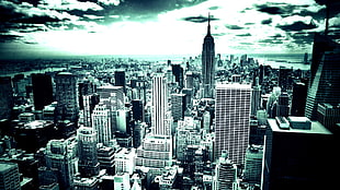 high-angle photo of a cityscape, city, cityscape, building, New York City