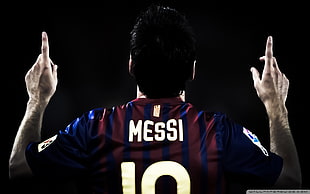 red and blue Messi soccer jersey top, Lionel Messi, men, sports, soccer HD wallpaper